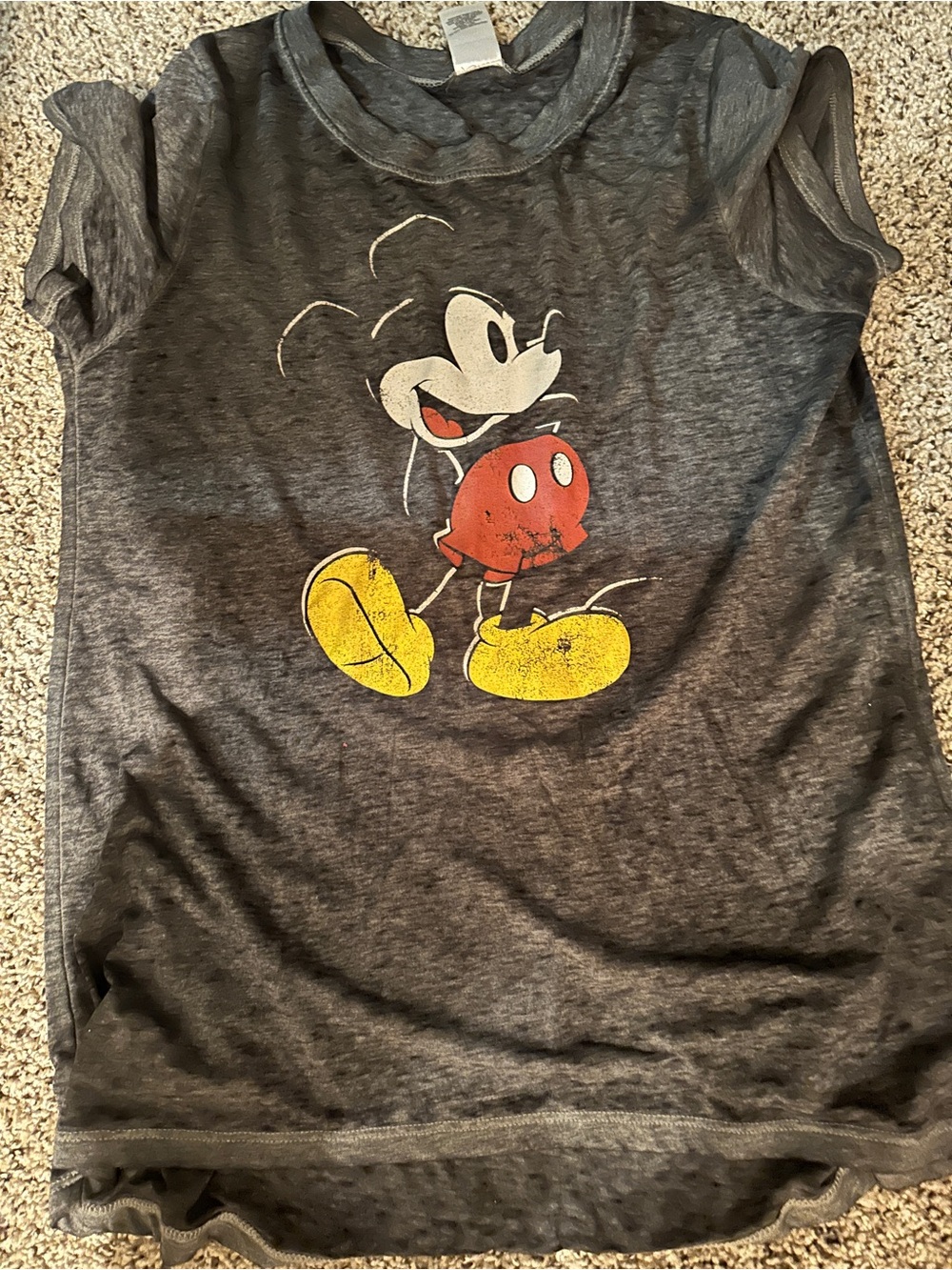 Disney Kids Short-Sleeve Tee in Charcoal with Red & Yellow Mickey